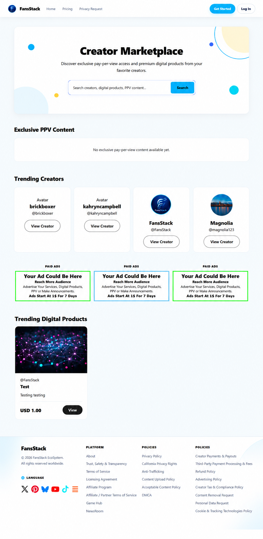 FansStack marketplace