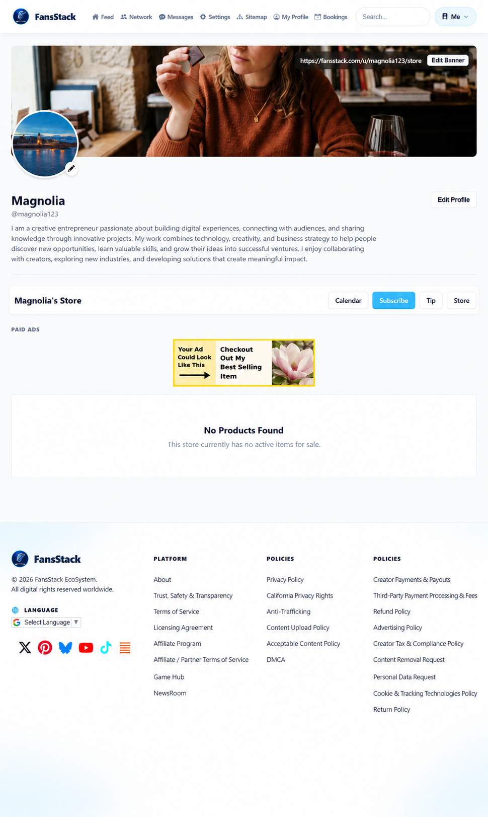 FansStack creator digital store
